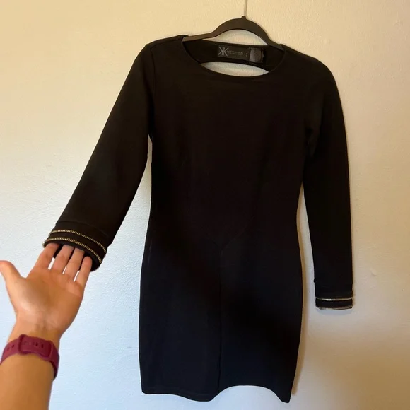Kardashian Kollection | Dresses | Kardashian Kollection Long Sleeve Zipper  Detail Black Dress | Poshmark